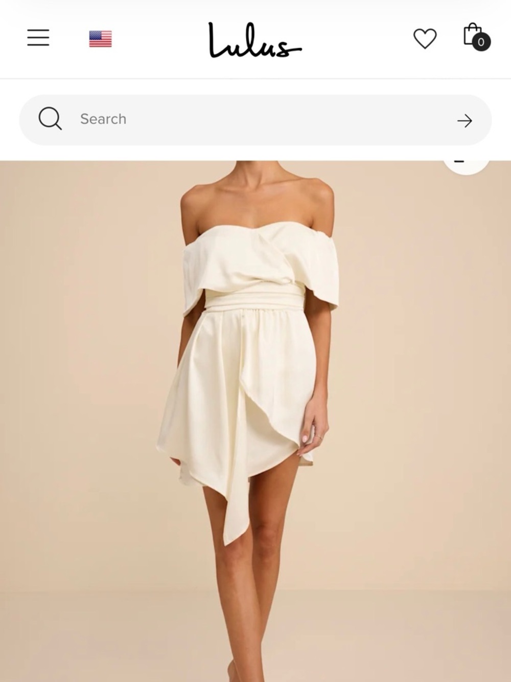 NWT Lulu's Strapless Draped Cream Mini Dress